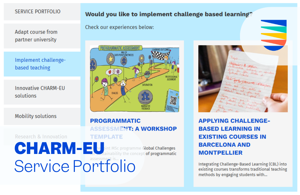 An image of the CHARM-EU service portfolio